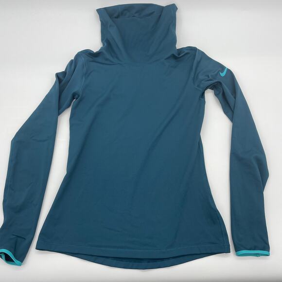 NIKE Pro Hyperwarm Infinity Training Top Womens Size M Shirt Dark Teal 620415 - Picture 1 of 8